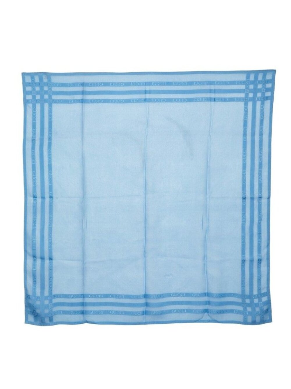 Gucci Logo Bandana Scarf Blue Silk